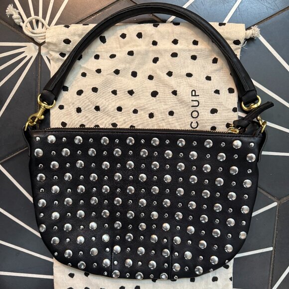 Like New Clare V Studded Petite Moyen Messenger Bag in Black - Picture 2 of 9